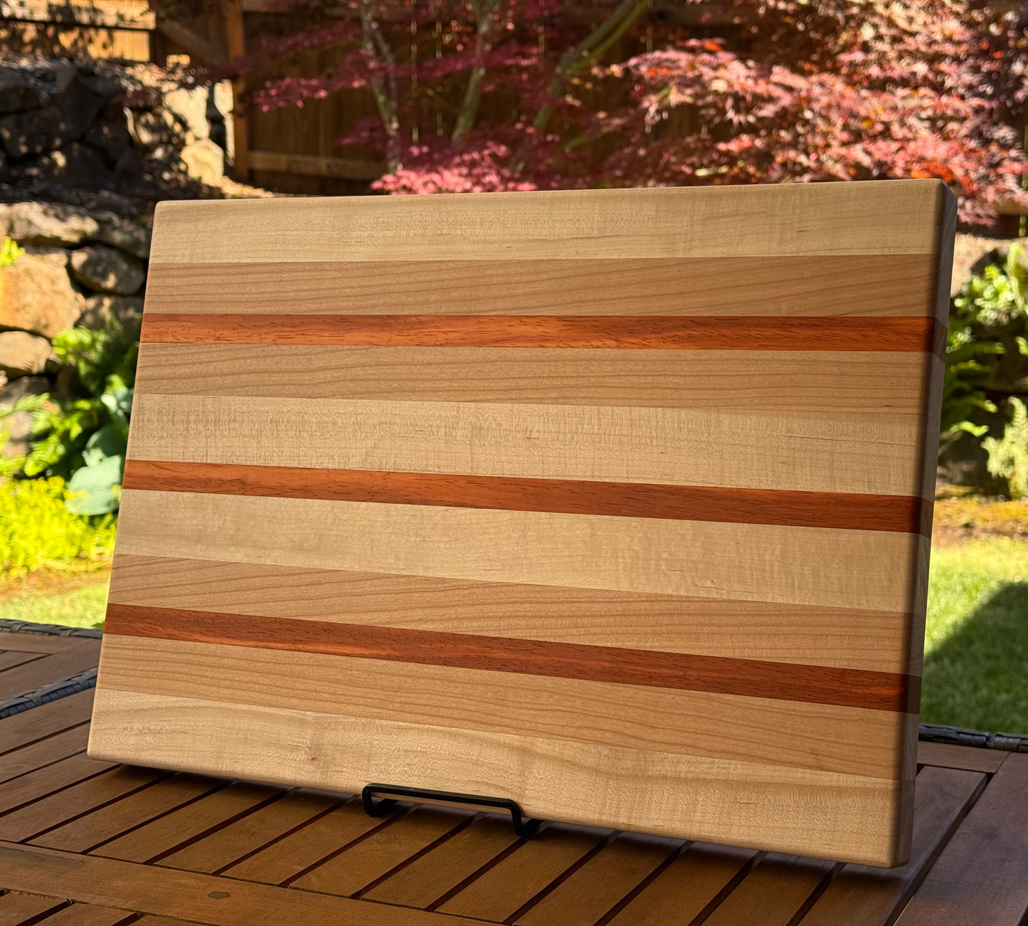 Extra Large Maple Cherry Padauk Cutting Board, Edge Grain Kitchen Centerpiece