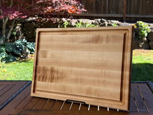Handcrafted Maple Edge Grain Cutting Board – 16"–20", Optional Juice Groove, Food-Safe Finish