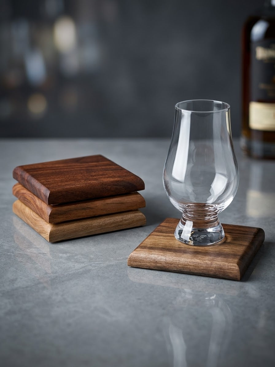 Handcrafted Black Walnut Coasters – Set of 4
