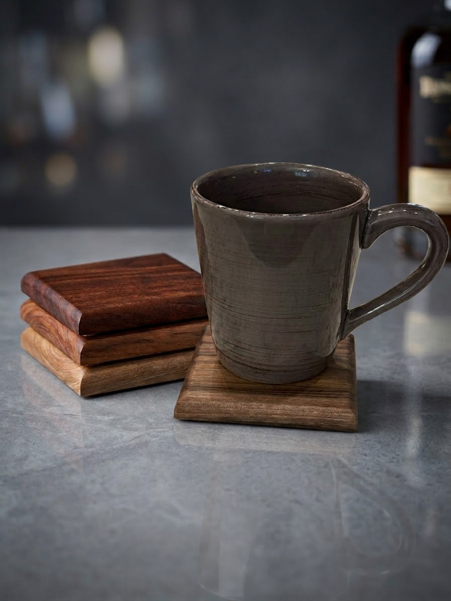 Handcrafted Black Walnut Coasters – Set of 4