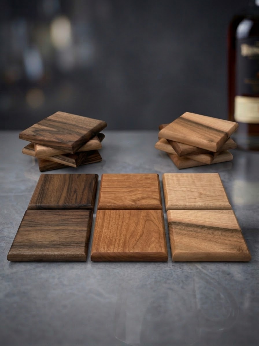 Handcrafted Black Walnut Coasters – Set of 4