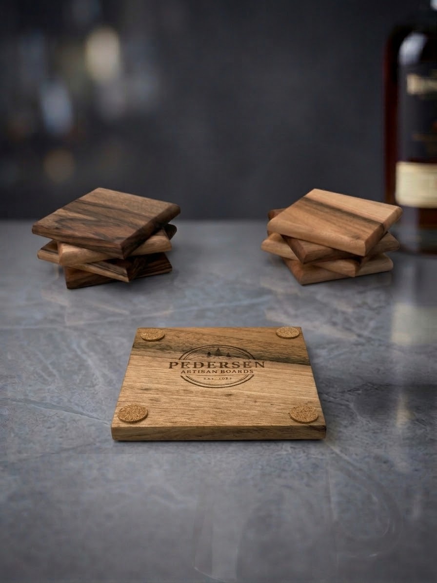 Handcrafted Black Walnut Coasters – Set of 4