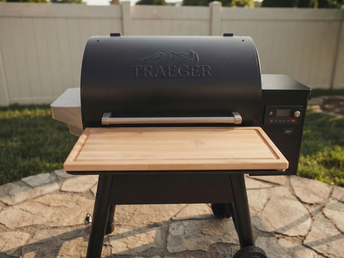 Handcrafted Maple BBQ Cutting Board for Traeger Ironwood 885 – Includes Non-Slip Feet and Artisan Board Wax