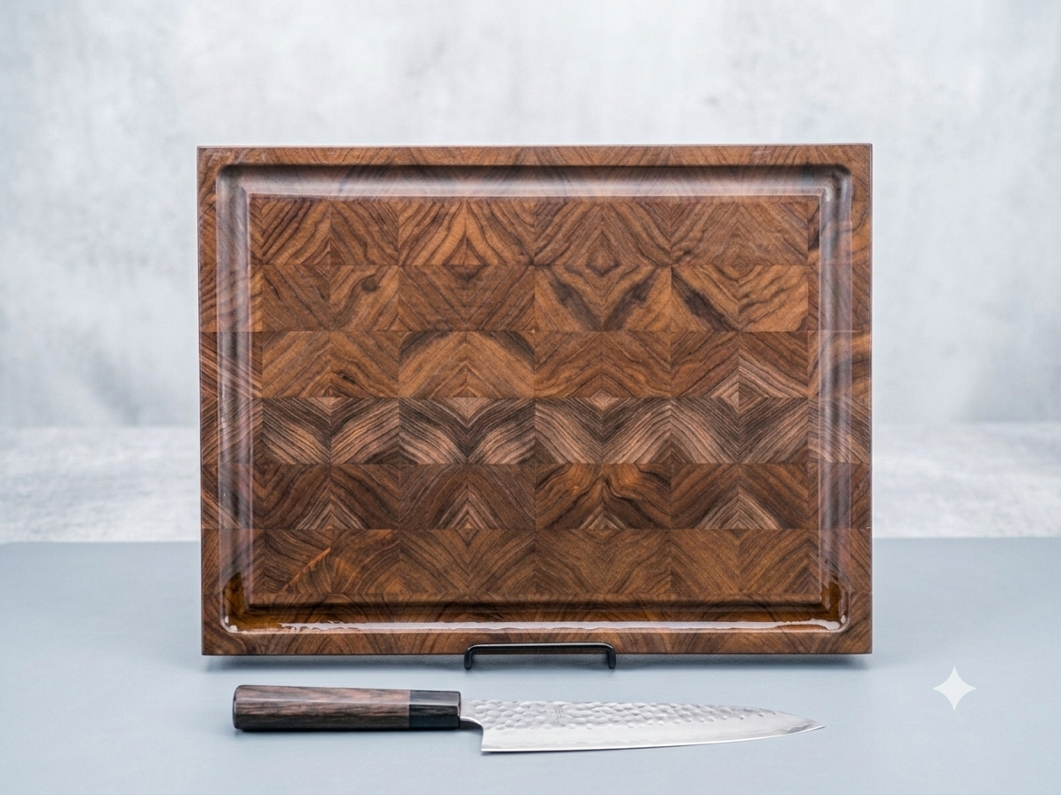 Handcrafted Black Walnut End Grain Cutting Board – 16"–20", Optional Juice Groove, Made to Order