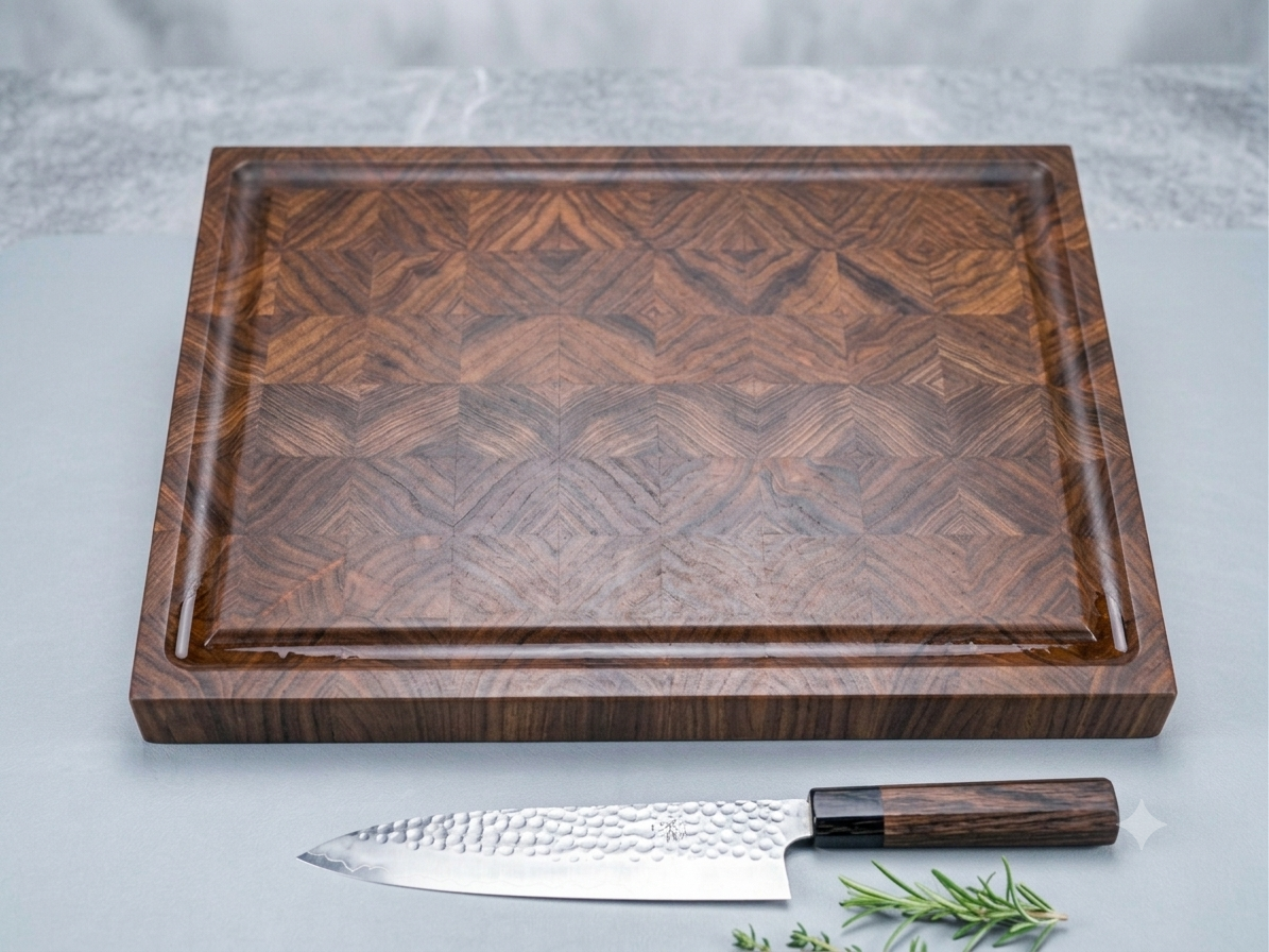 Handcrafted Black Walnut End Grain Cutting Board – 16"–20", Optional Juice Groove, Made to Order