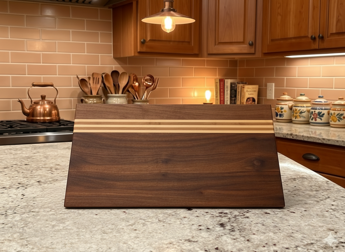Handcrafted Walnut & Maple Cutting Board – Edge Grain, 16"–20", Multiple Thicknesses